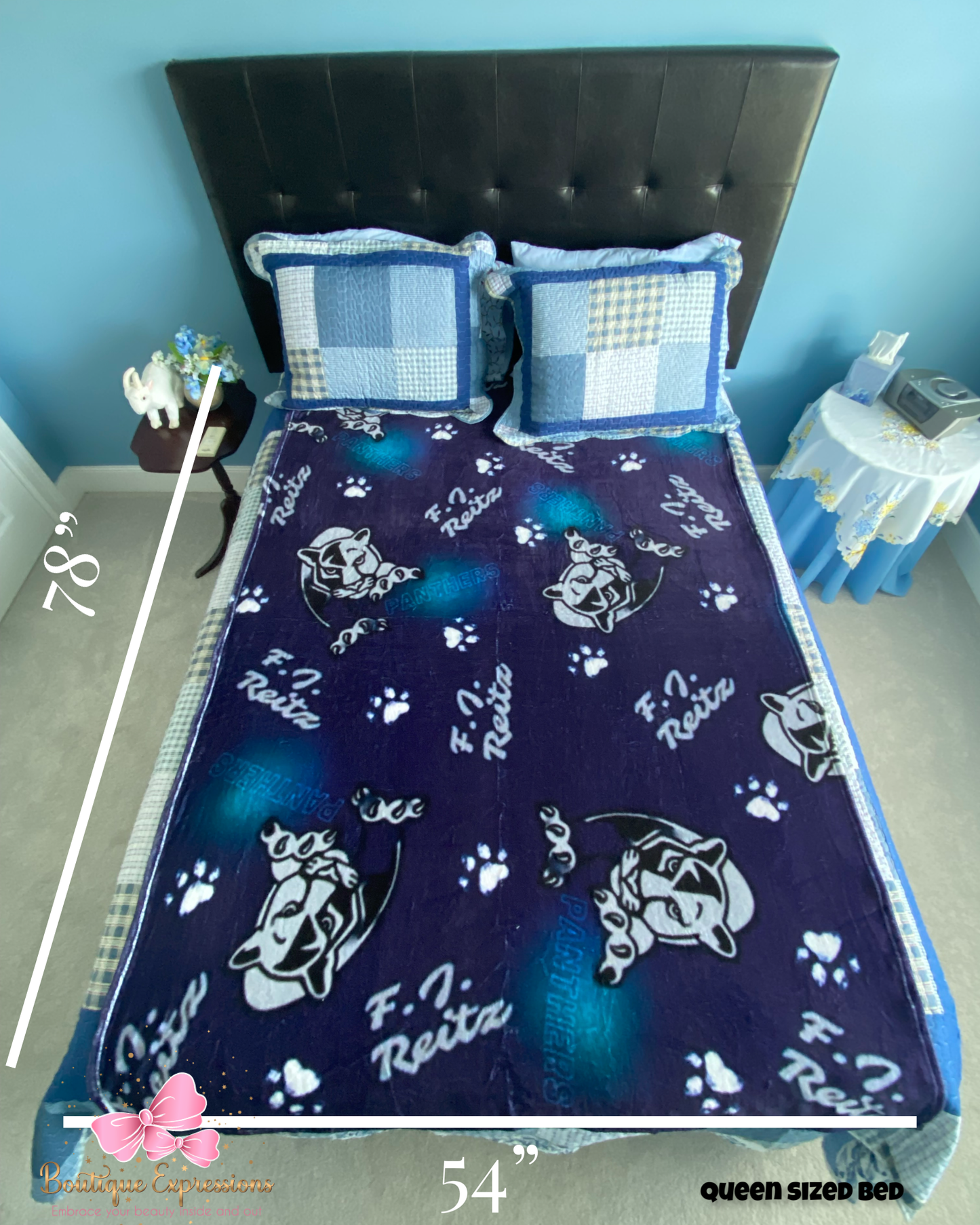 F.J. Reitz Panthers Oversized Flannel Blanket (navy, discontinued)
