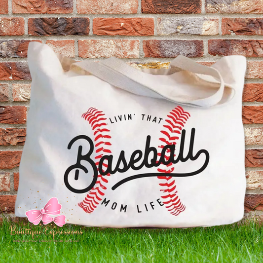 Canvas Sports Tote: Livin’ That Baseball Mom Life