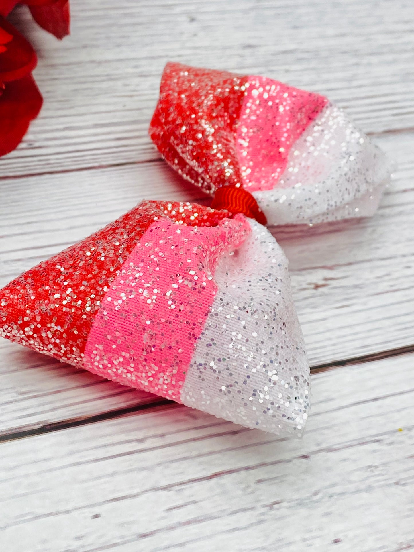 Handmade Striped Glitter Hair Bow- Glitz & Glam Glitter Stripes