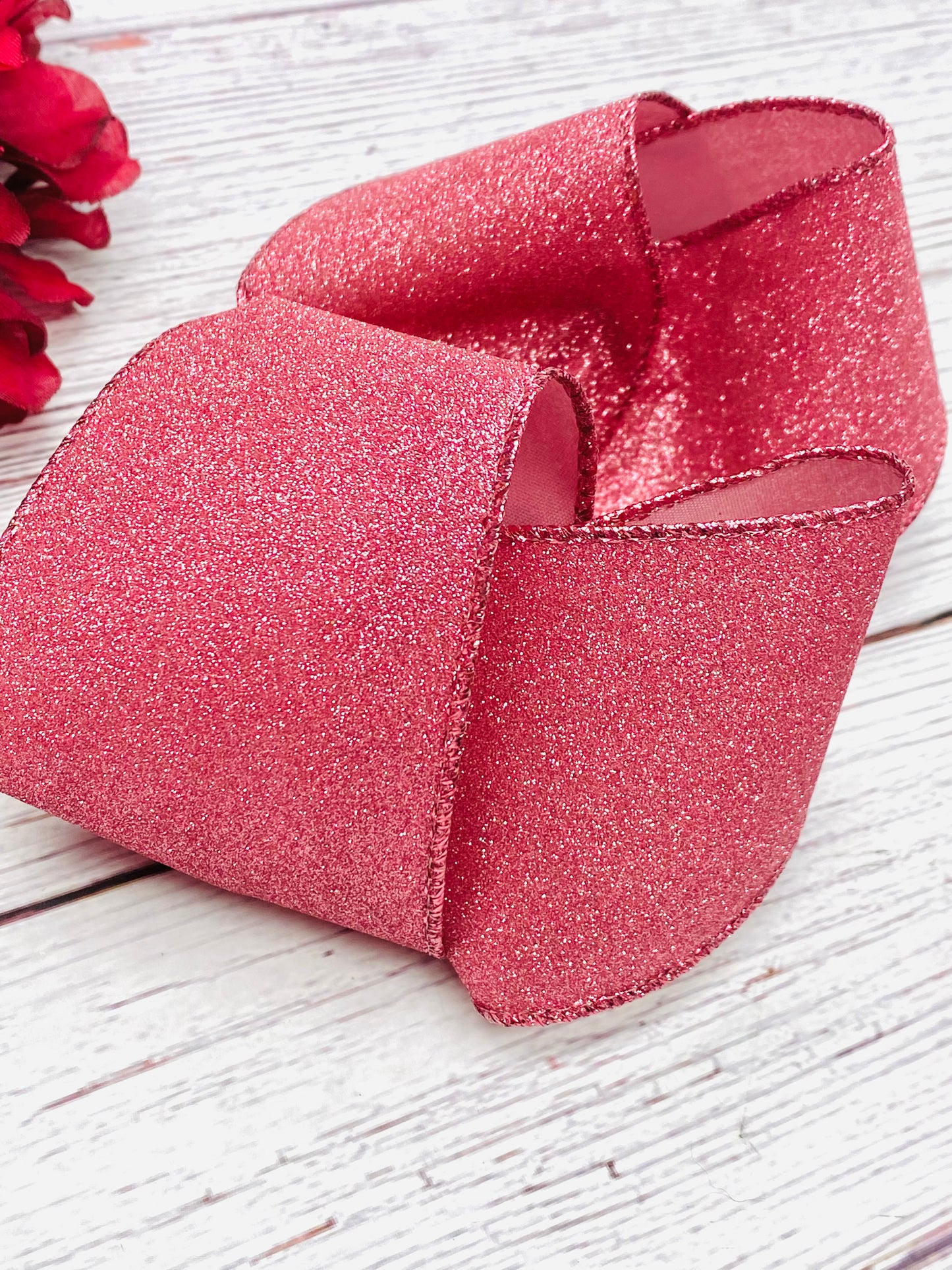 Dark Pink Glitter Hair Bow- Blush Smooth Glitter