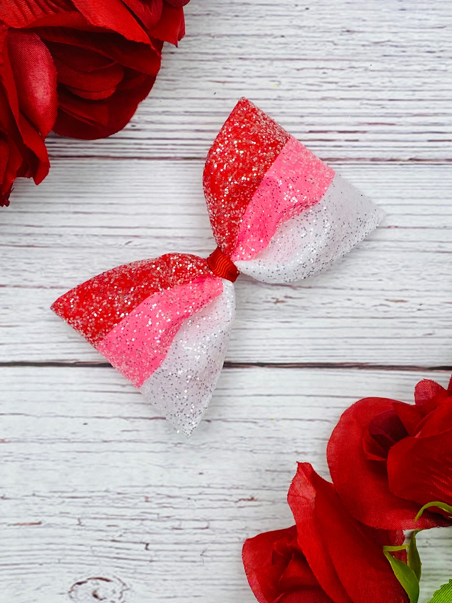 Handmade Striped Glitter Hair Bow- Glitz & Glam Glitter Stripes