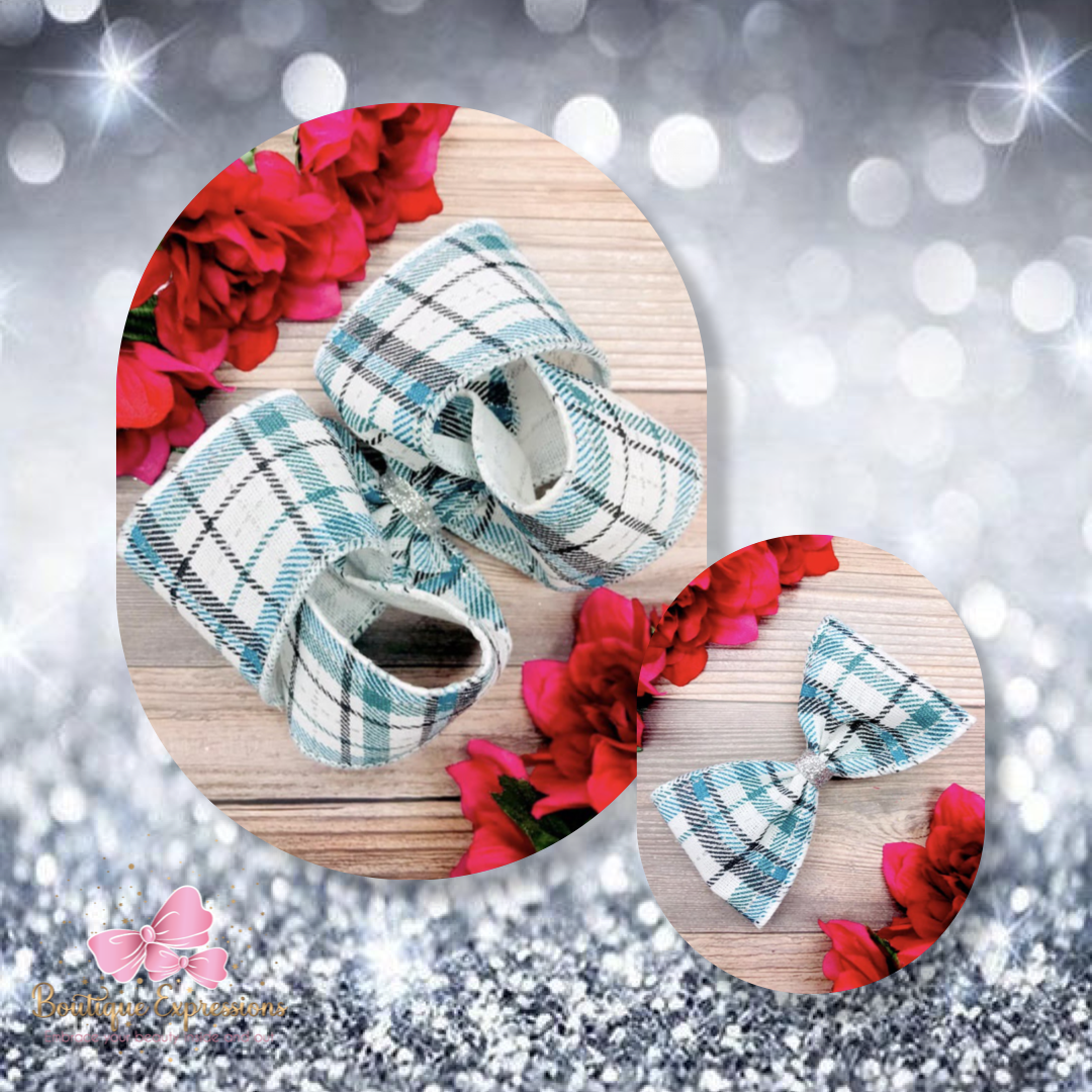Turquoise Plaid with Glitter
