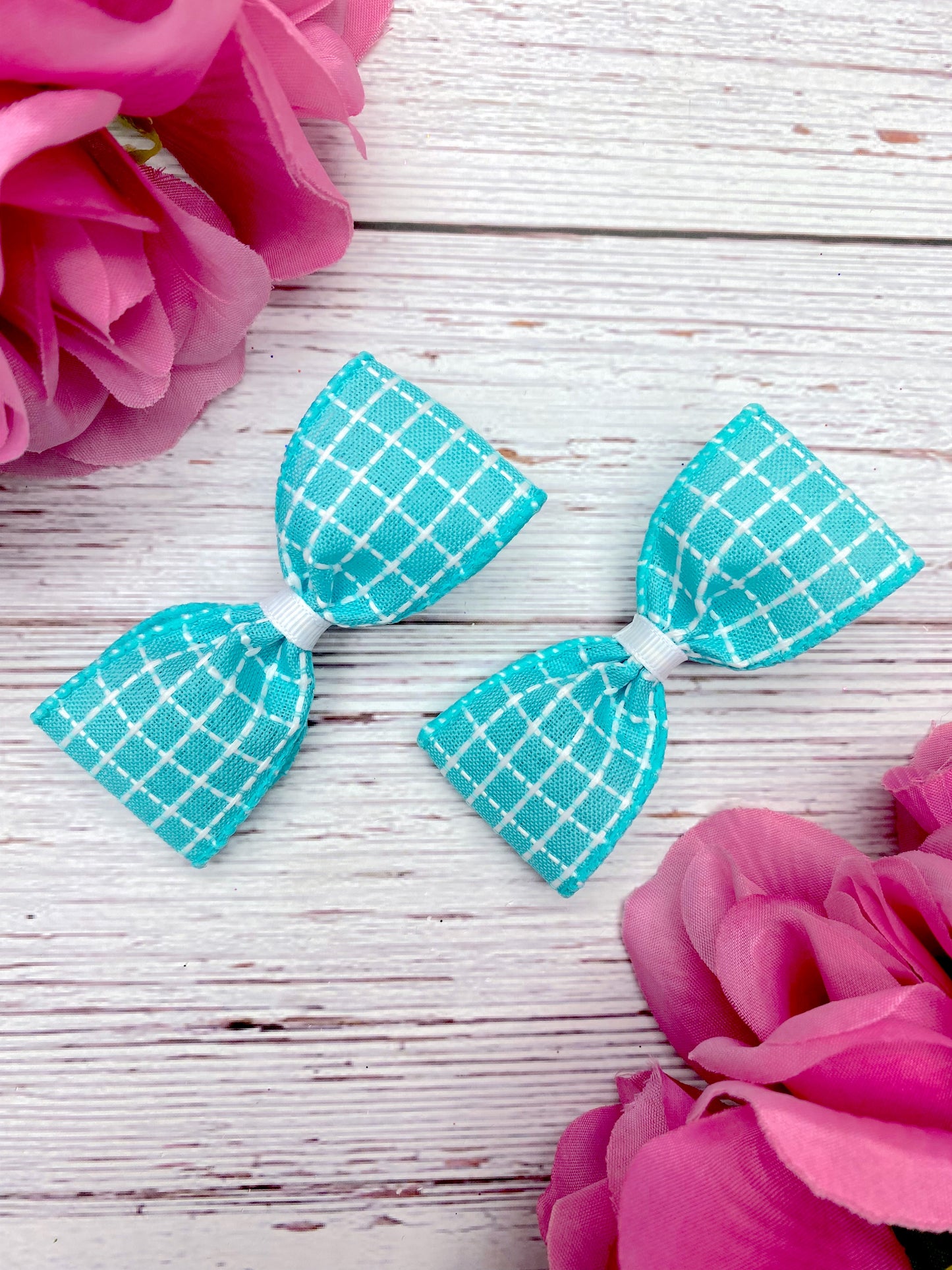 Aqua and White Stitching