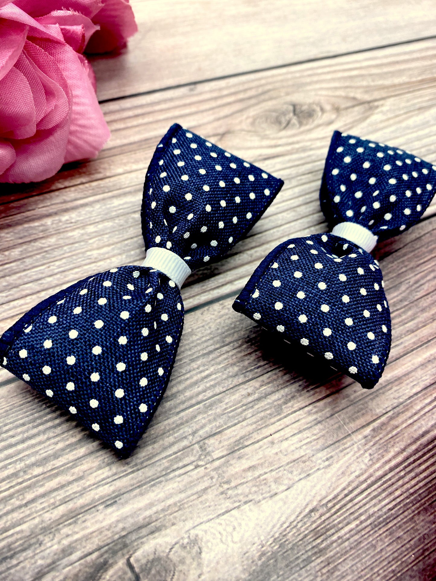 Navy Blue with White Dotties