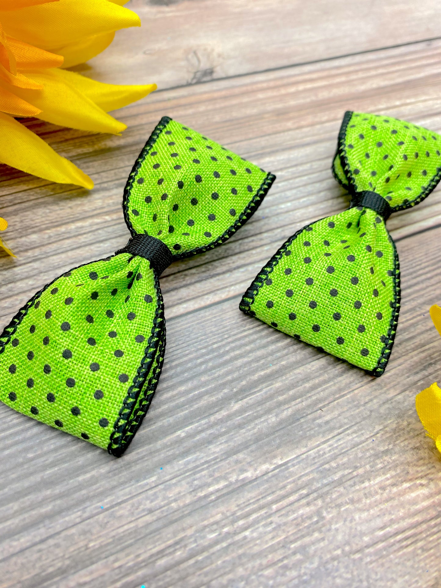 Lime with Black Dotties