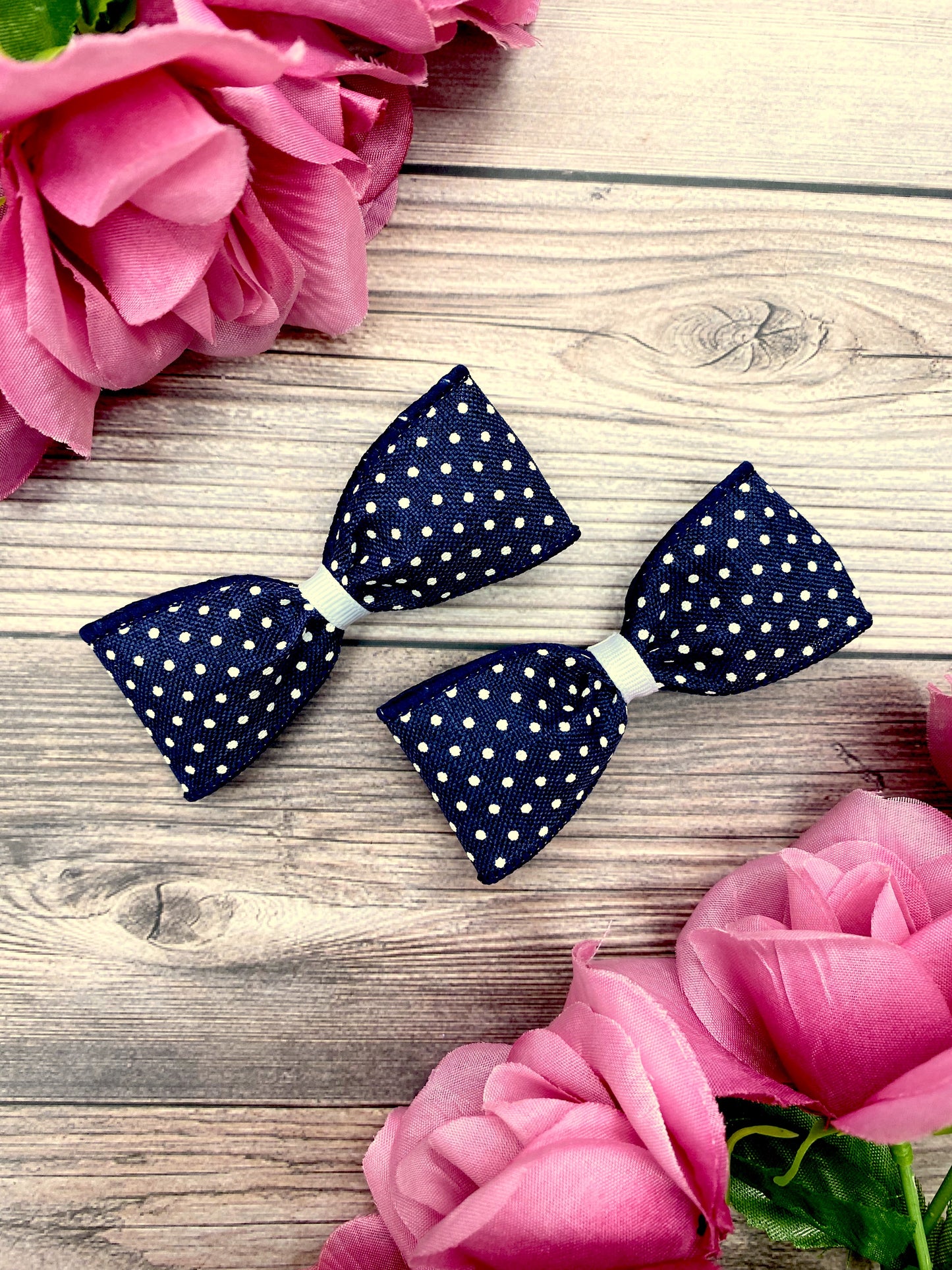 Navy Blue with White Dotties