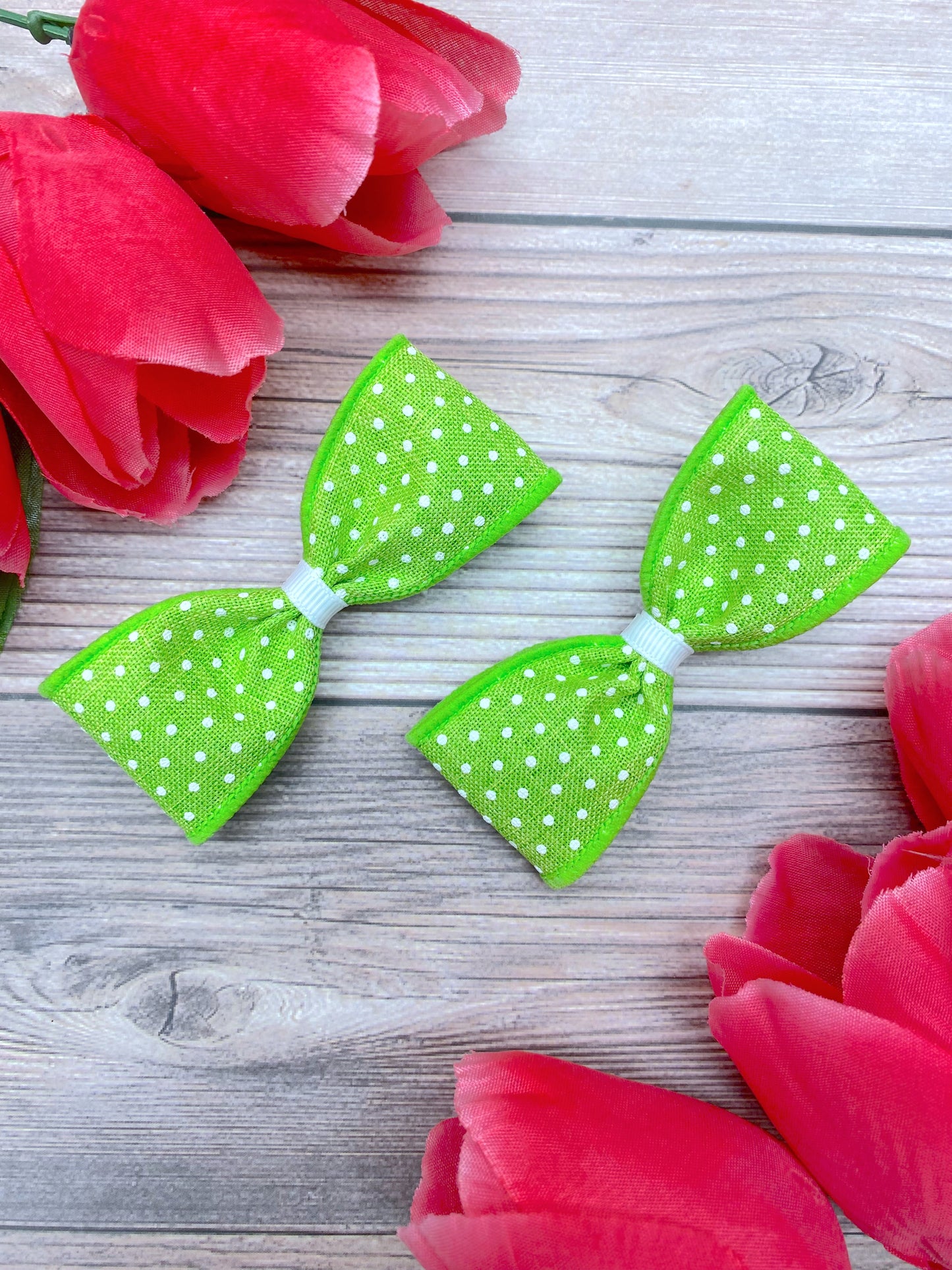 Lime with White Dotties