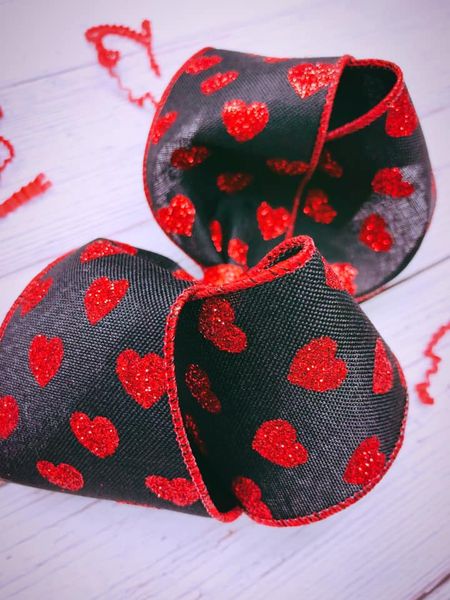 Glitter Hearts on Black
