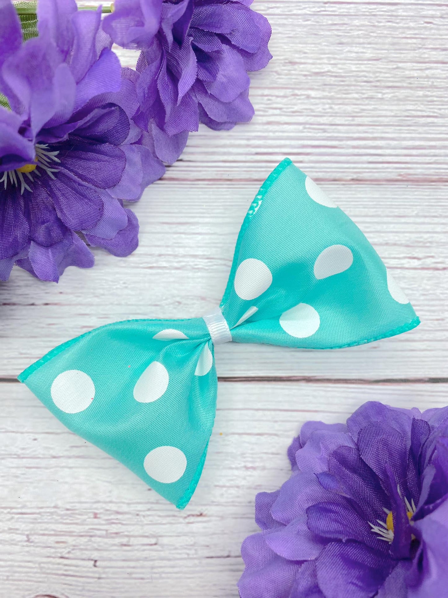 Aqua and White Big Polka Dots