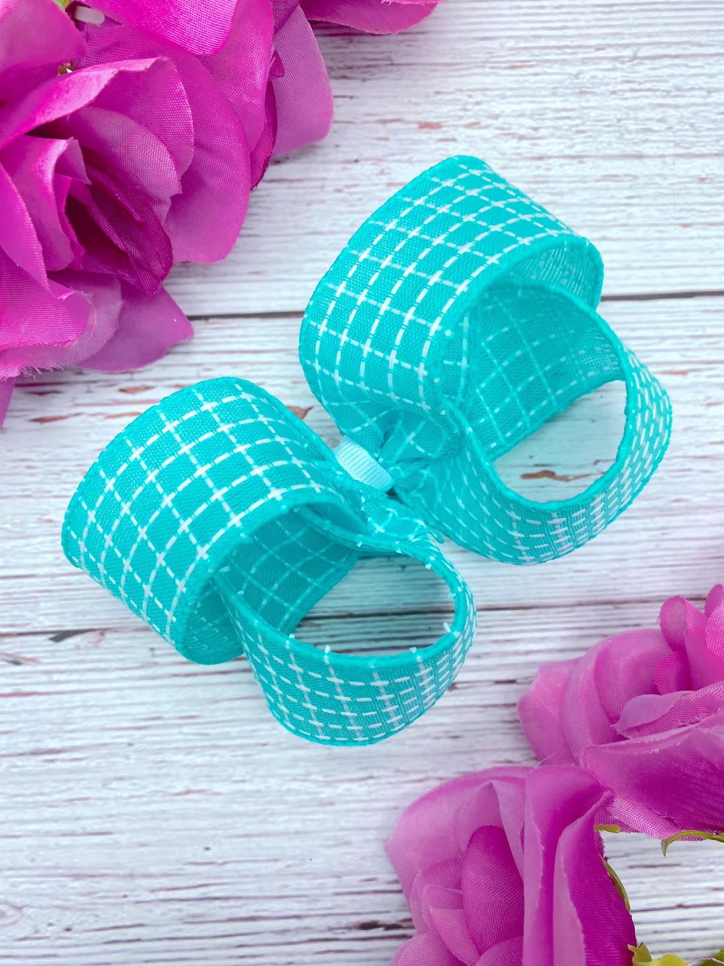 Aqua and White Stitching