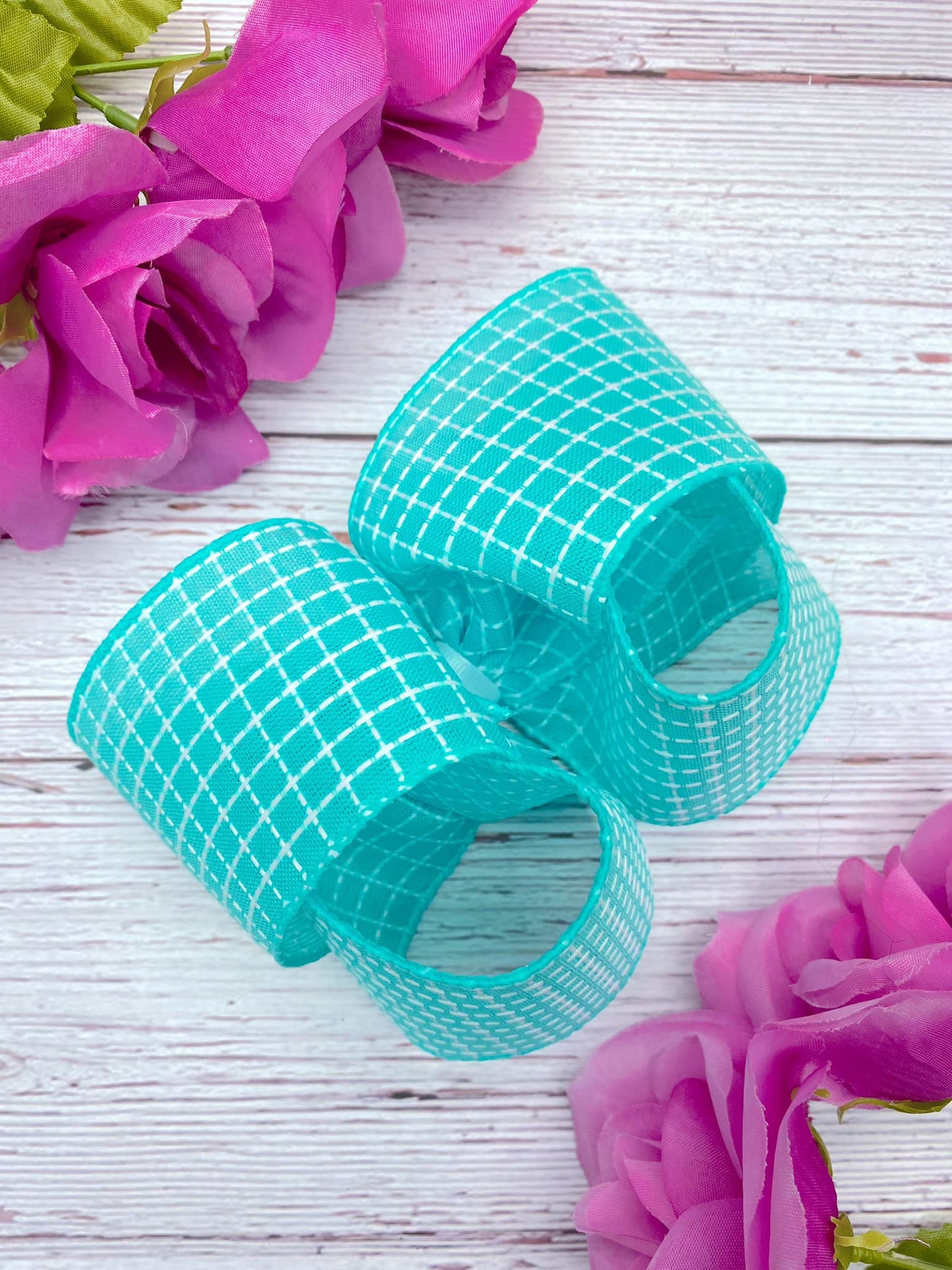 Aqua and White Stitching