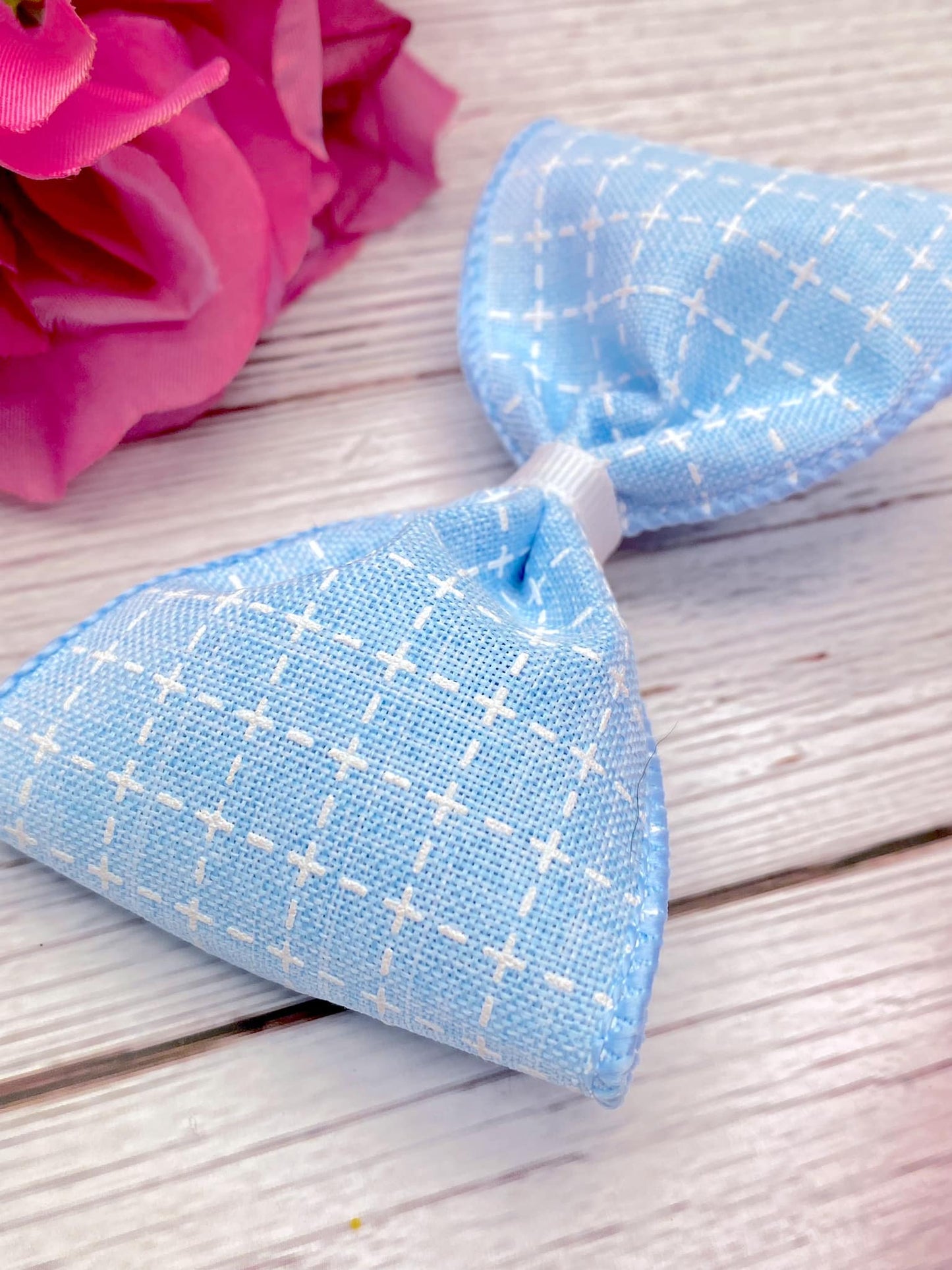 Baby Blue and White Stitching