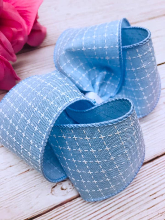 Baby Blue and White Stitching