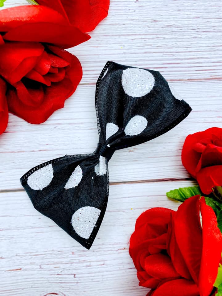 Black and White Glitter Big Polka Dots