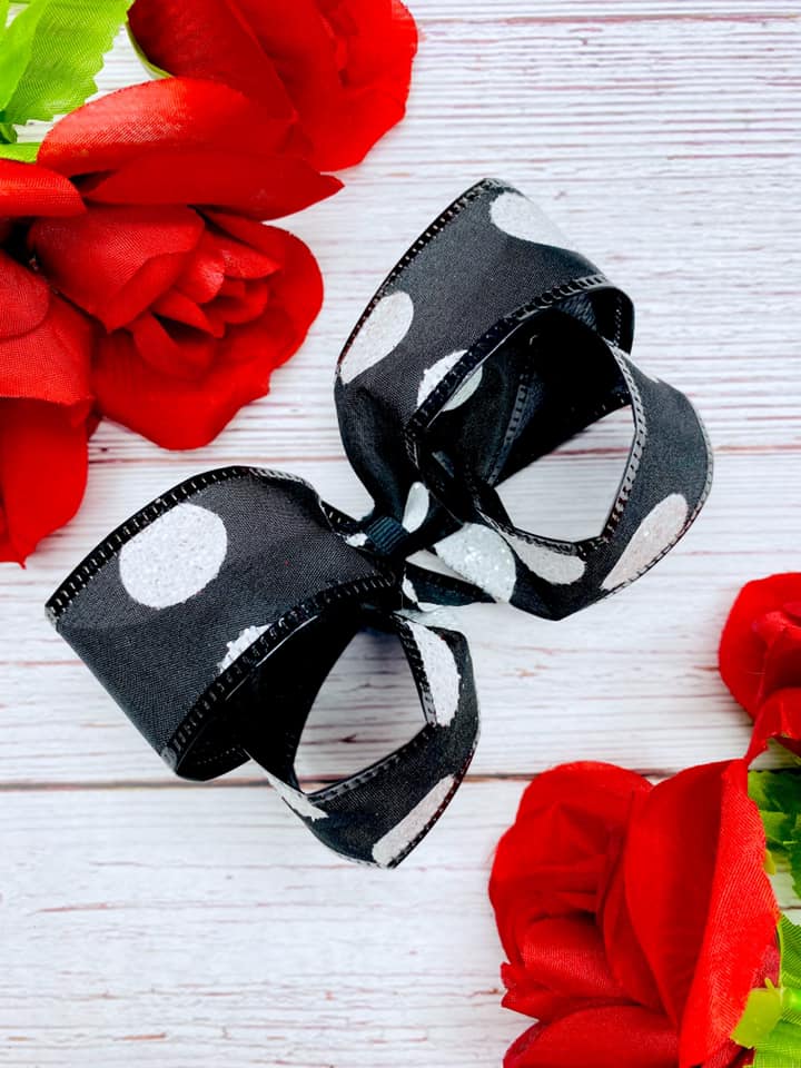 Black and White Glitter Big Polka Dots