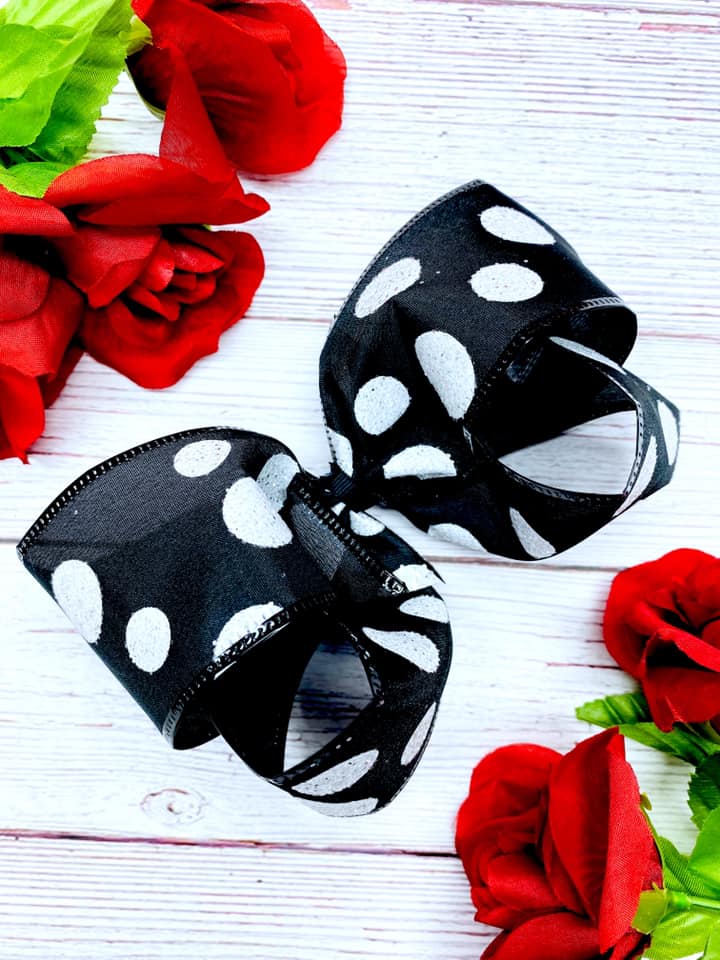 Black and White Glitter Big Polka Dots