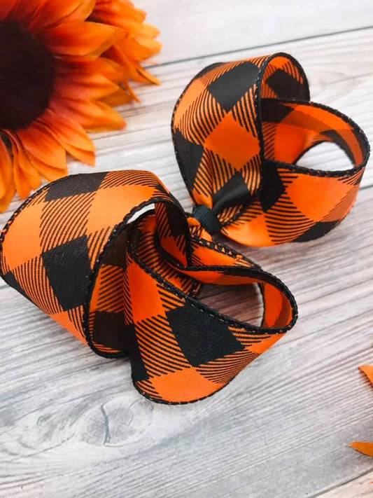 Bright Orange Halloween Check