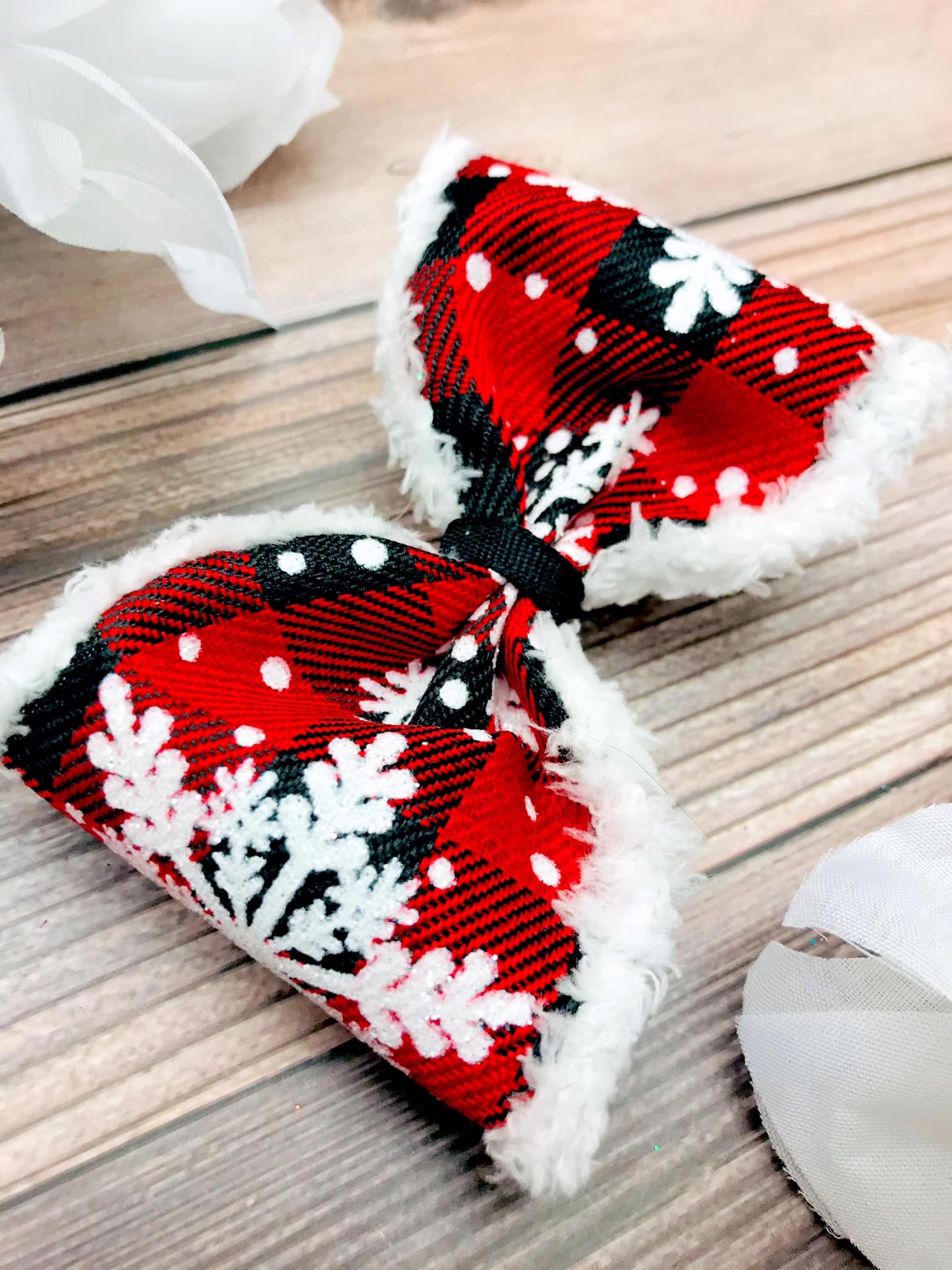 Buffalo Snowflakes Lined in Chenille (Red)