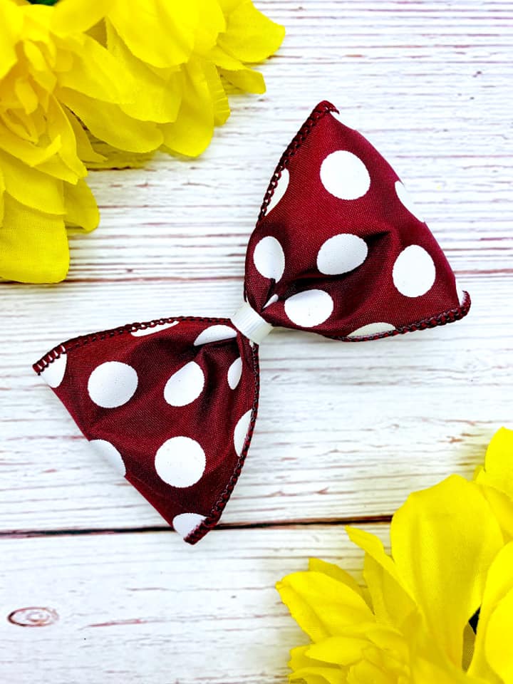Burgundy and White Big Polka Dots