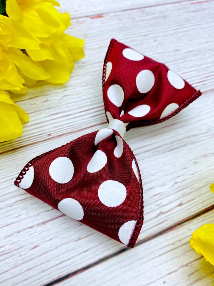 Burgundy and White Big Polka Dots