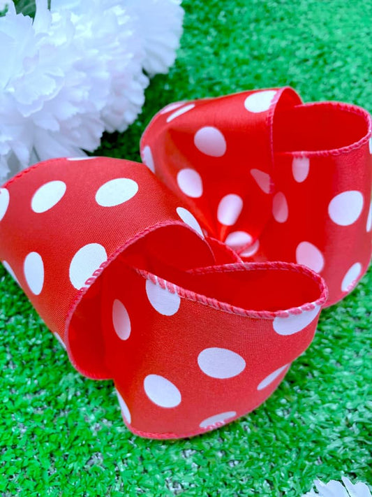 Coral and White Big Polka Dots