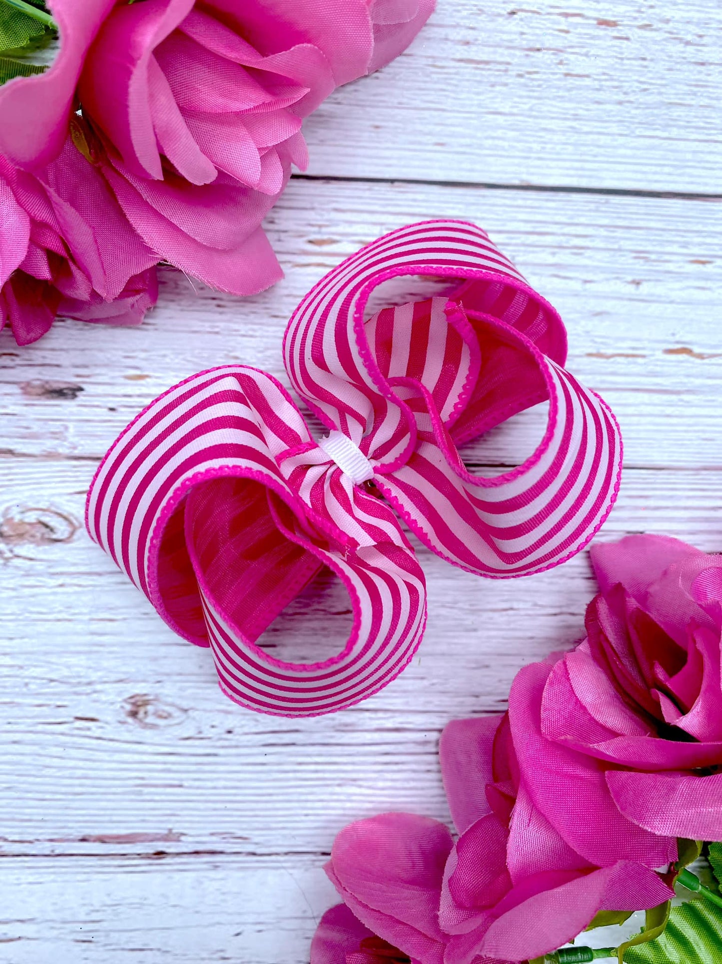 Fuchsia and White Mini Horizontal Stripes
