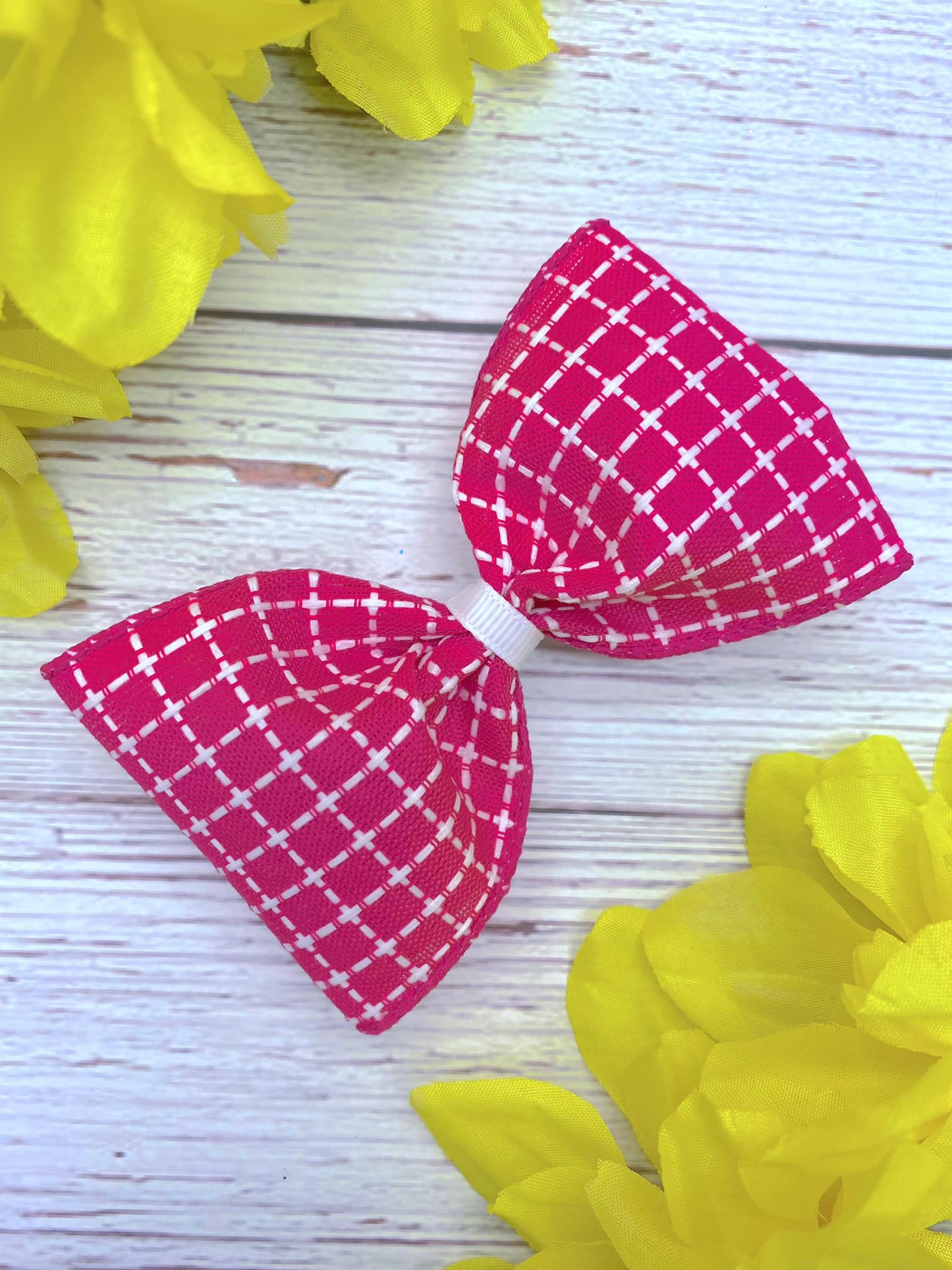 Fuchsia and White Stitching
