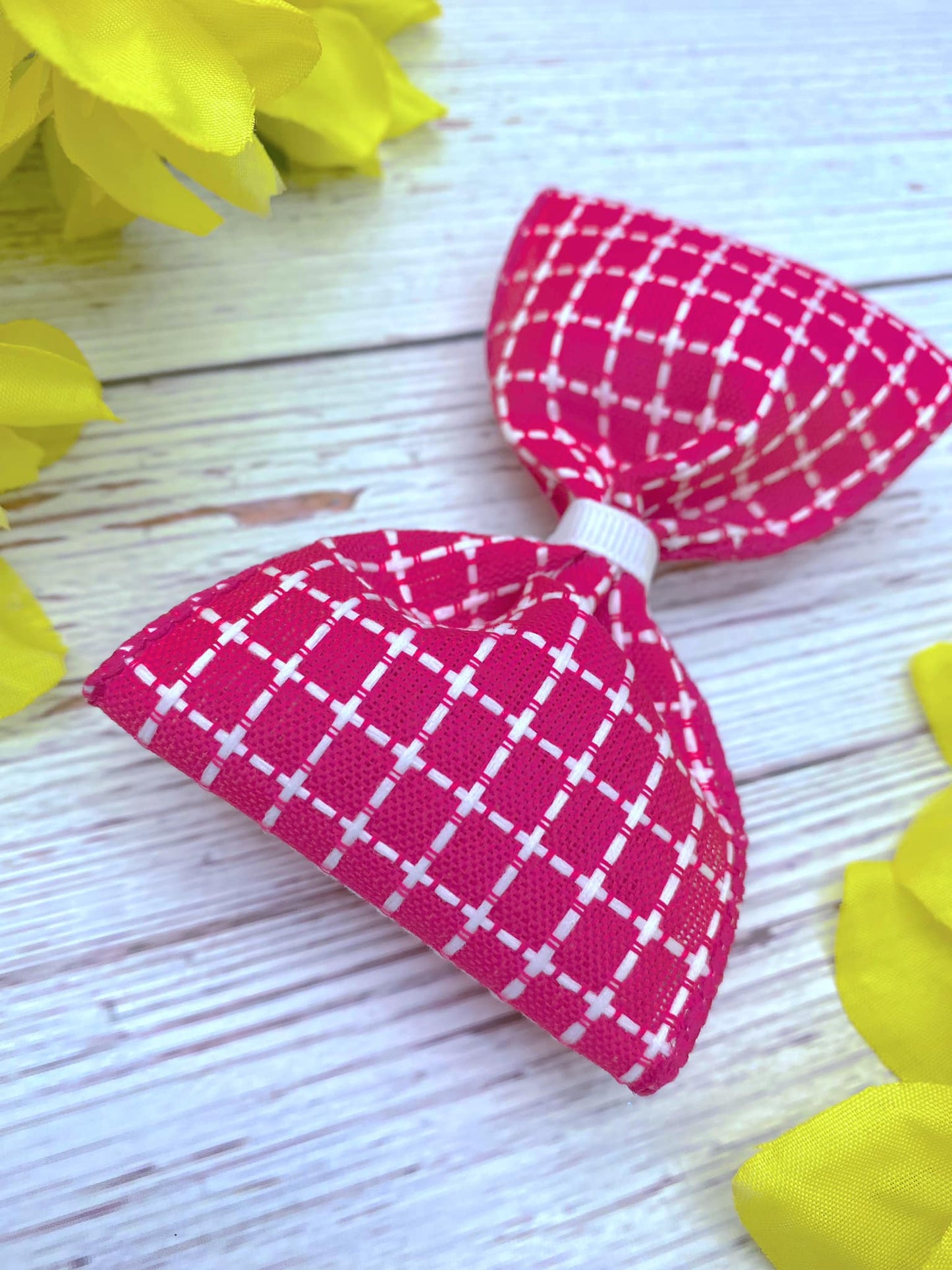 Fuchsia and White Stitching