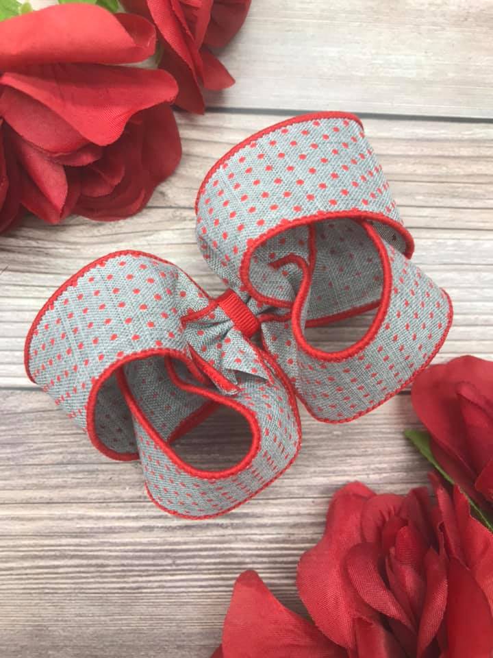 Grey with Red Dotties