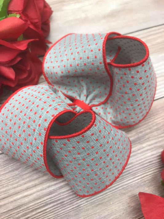 Grey with Red Dotties