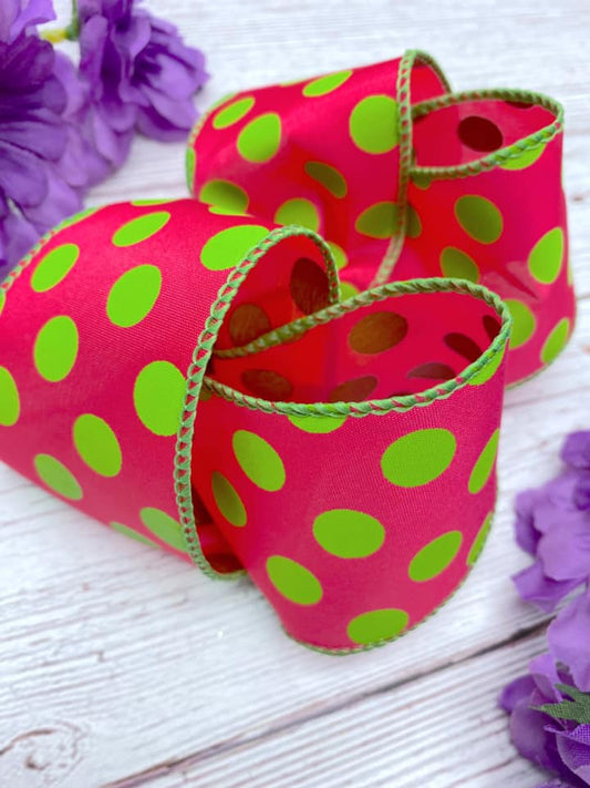 Hot Pink and Apple Big Polka Dots