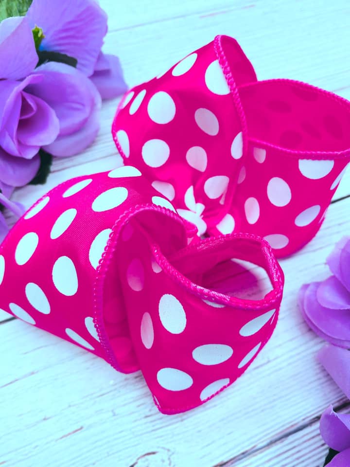 Hot Pink and White Big Polka Dots