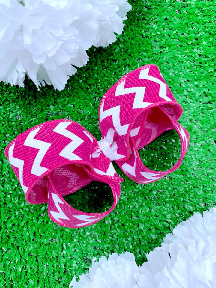 Hot Pink and White Chevron