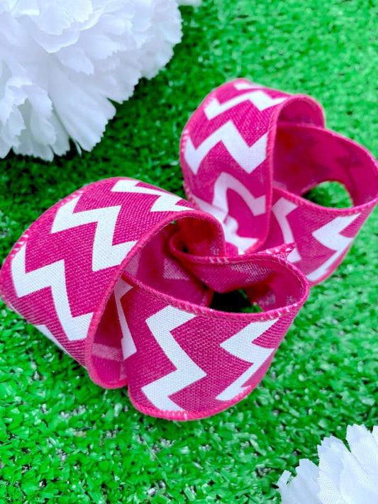 Hot Pink and White Chevron