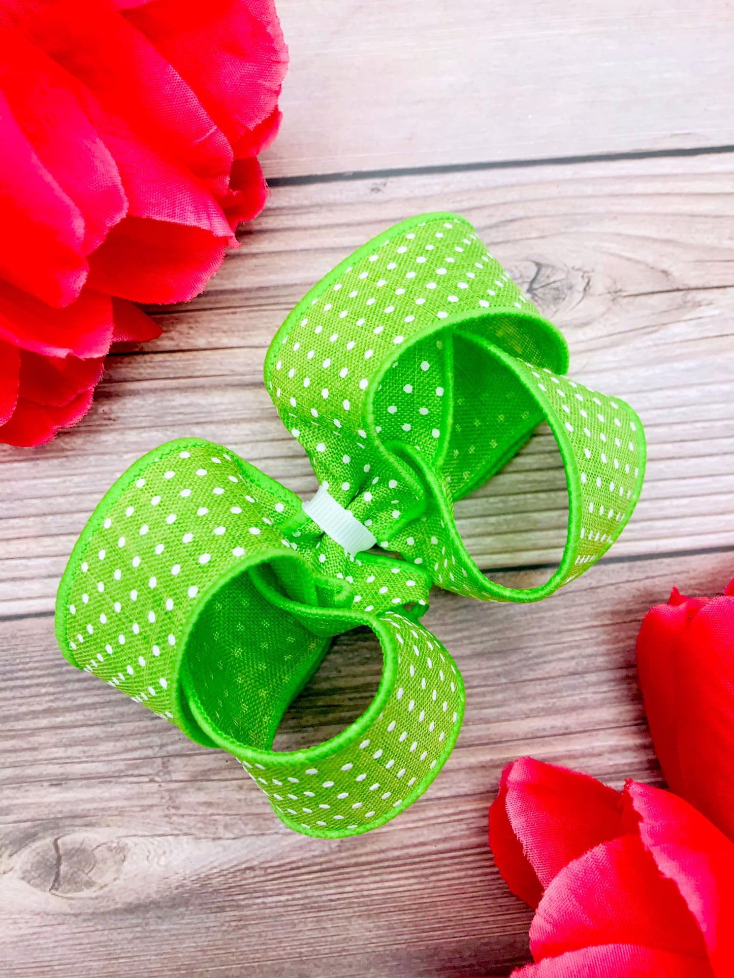 Lime with White Dotties