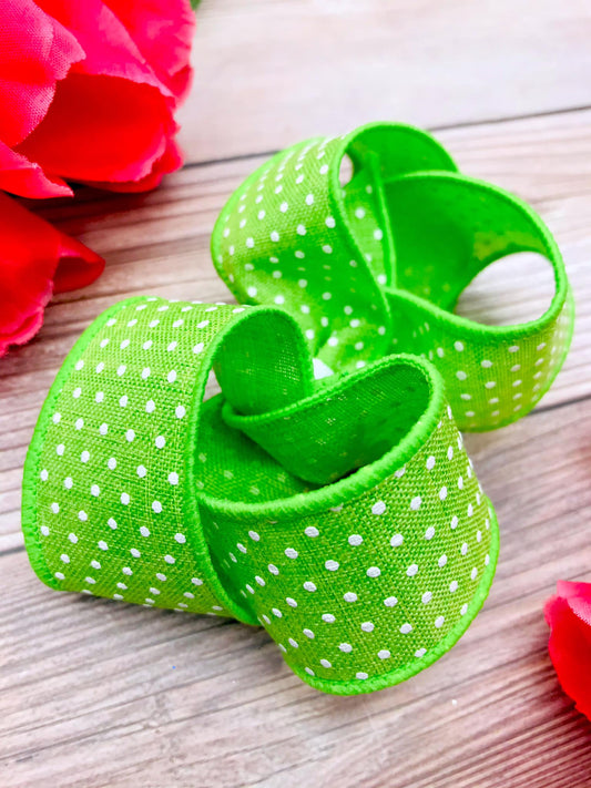 Lime with White Dotties