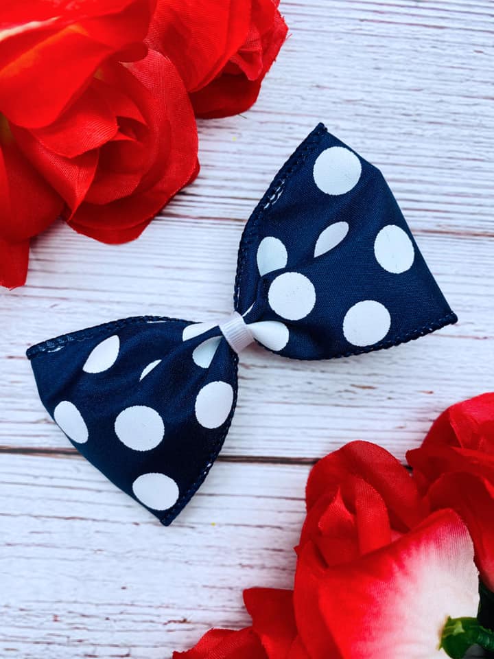Navy and White Big Polka Dots