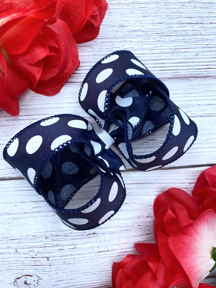 Navy and White Big Polka Dots