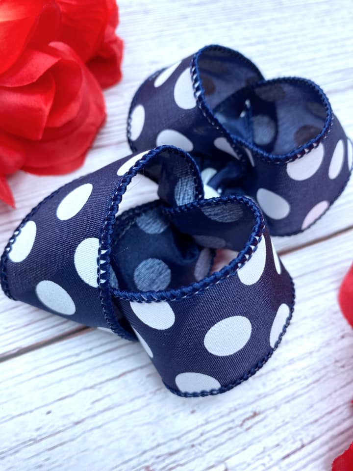 Navy and White Big Polka Dots
