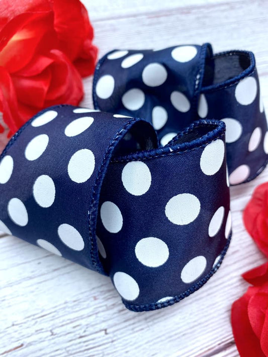 Navy and White Big Polka Dots