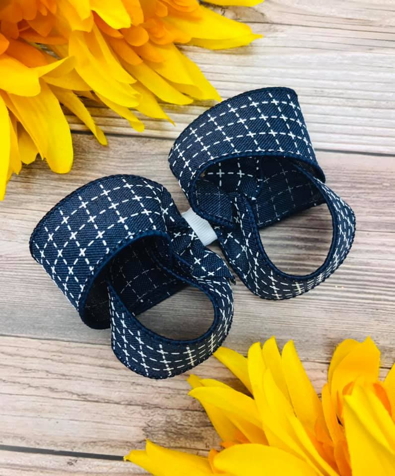 Navy and White Stitching