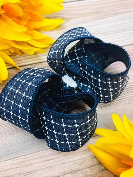 Navy and White Stitching