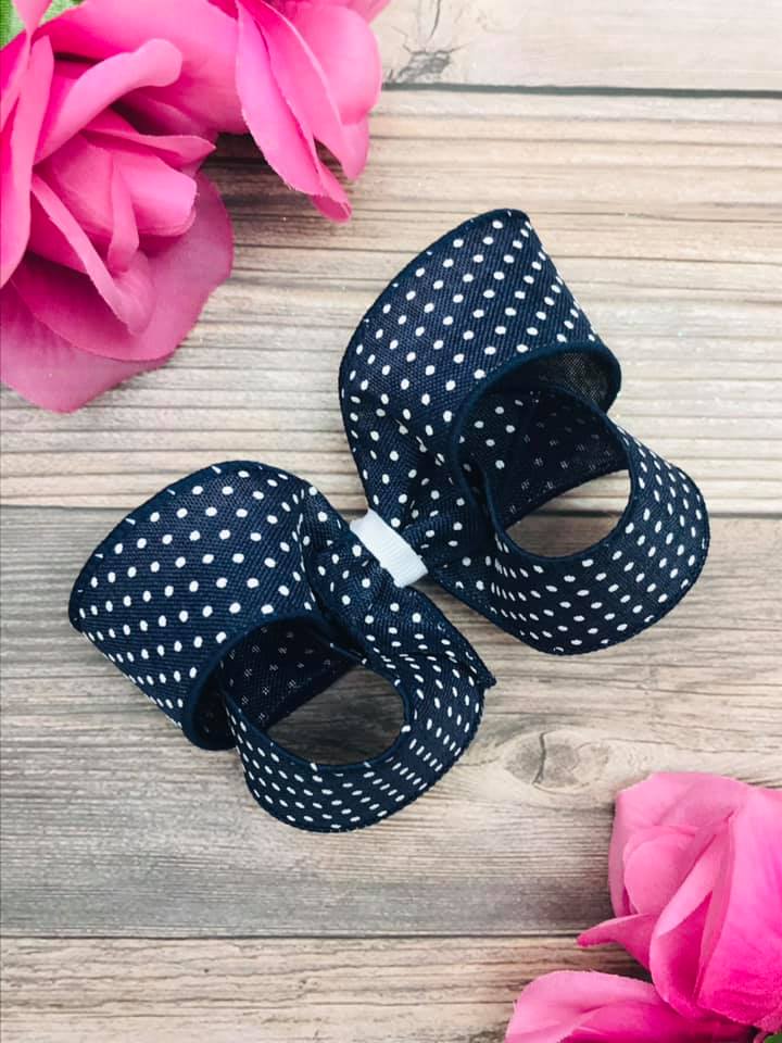 Navy Blue with White Dotties
