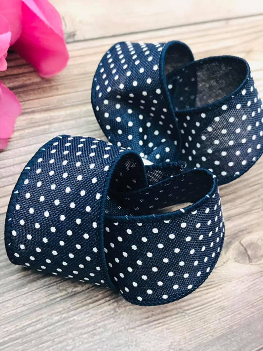 Navy Blue with White Dotties