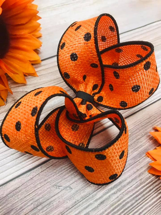 Orange and Black Polka Dots (Burlap)
