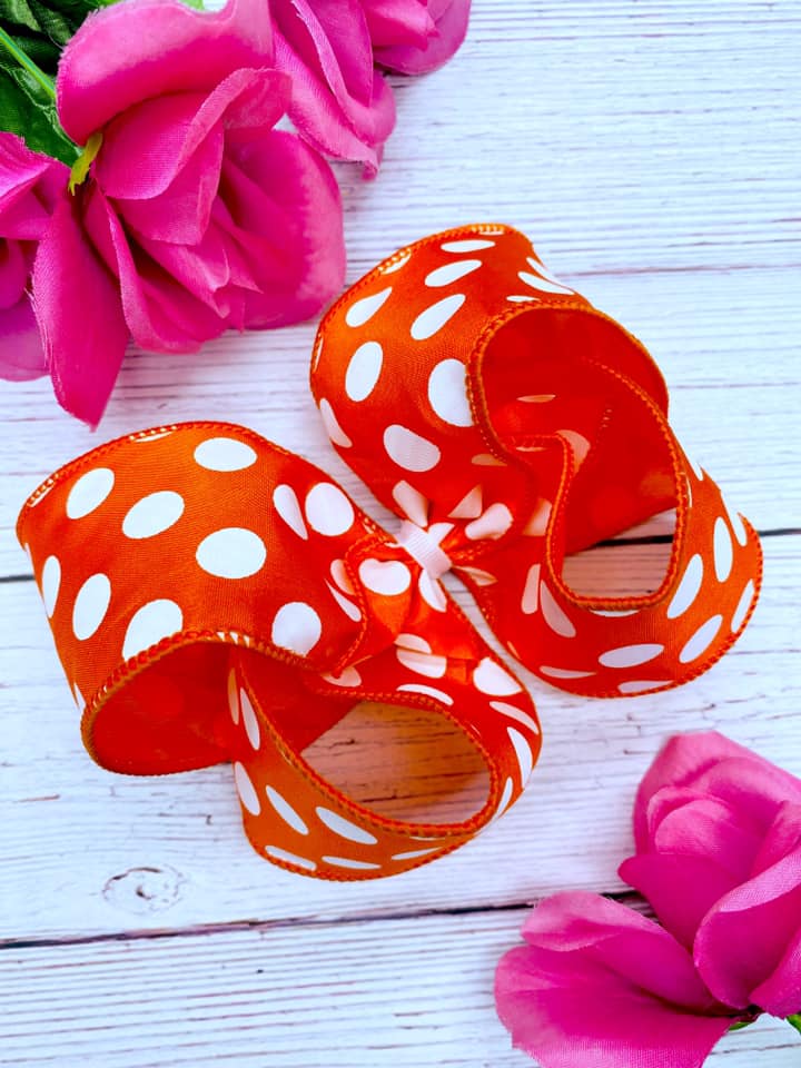 Orange and White Big Polka Dots