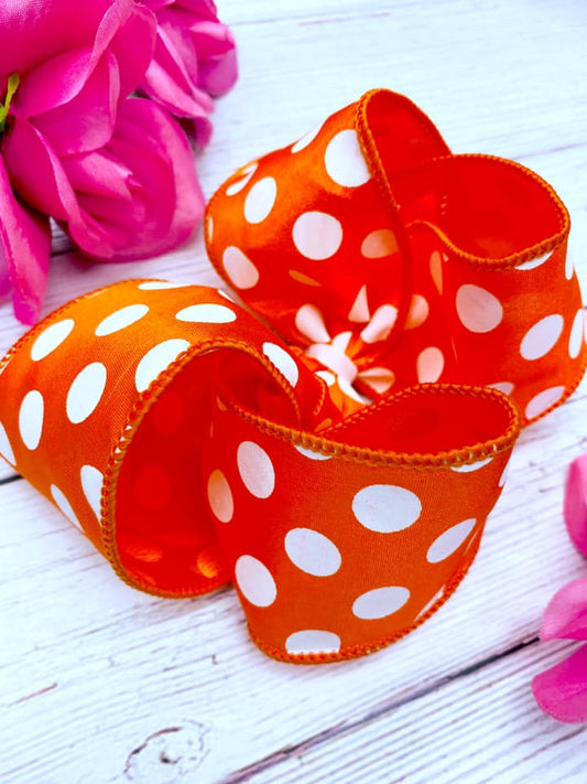 Orange and White Big Polka Dots