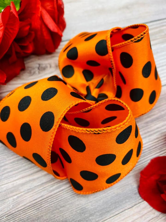 Orange and Black Big Polka Dots