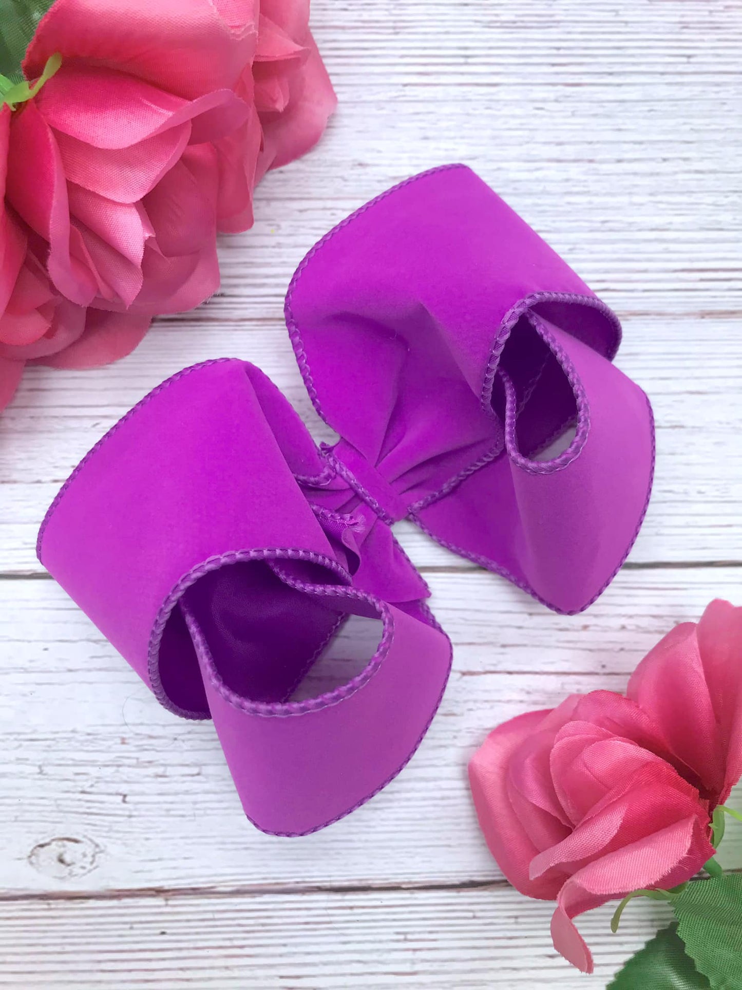 Large 6” Purple Hair Bow- Orchid Velvet