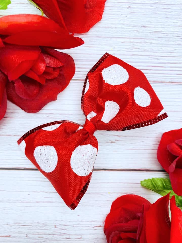 Red and White Glitter Big Polka Dots